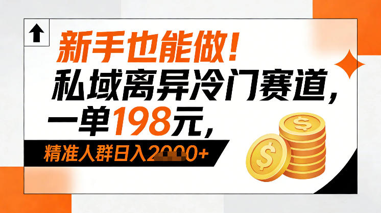 新手也能做!私域离异冷门赛道,一单198,精准人群日入1k+-靠谱项目库