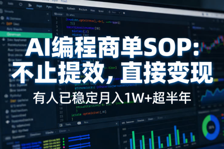 AI编程商单SOP，AI编程不能只给工作提效，还要直接变现，有人已经稳定月入1W+半年了-靠谱项目库