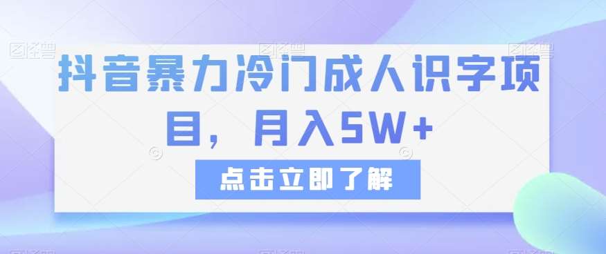 抖音暴力冷门成人识字项目,月入5W+【揭秘】-靠谱项目库