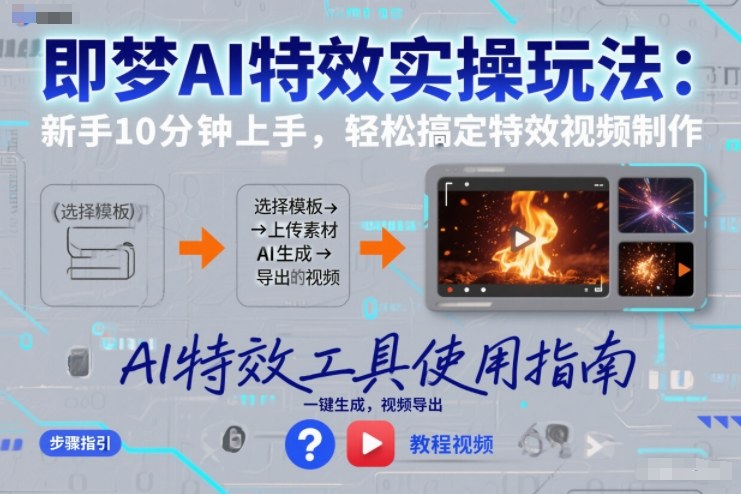 即梦AI特效实操玩法:新手10分钟上手,轻松搞定特效视频制作-靠谱项目库
