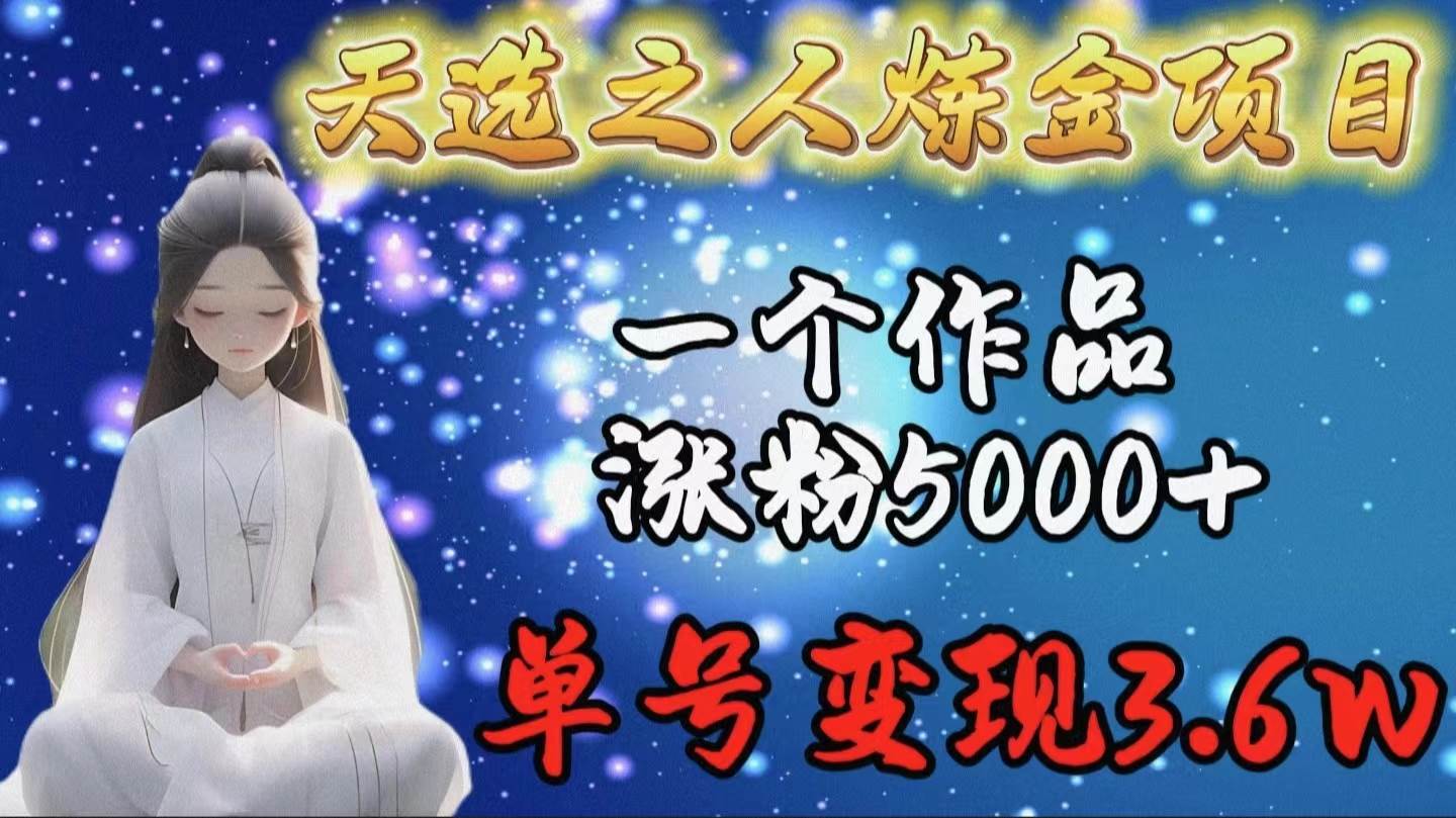 （9693期）天选之人炼金项目，一个作品涨粉5000+，单号变现3.6w-靠谱项目库