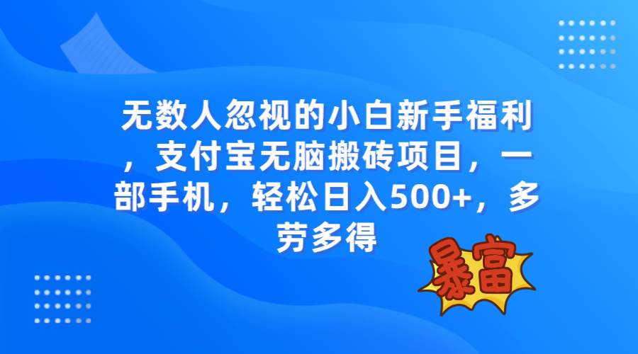无数人忽视的项目，支付宝无脑搬砖项目，一部手机即可操作，轻松日入500+-靠谱项目库
