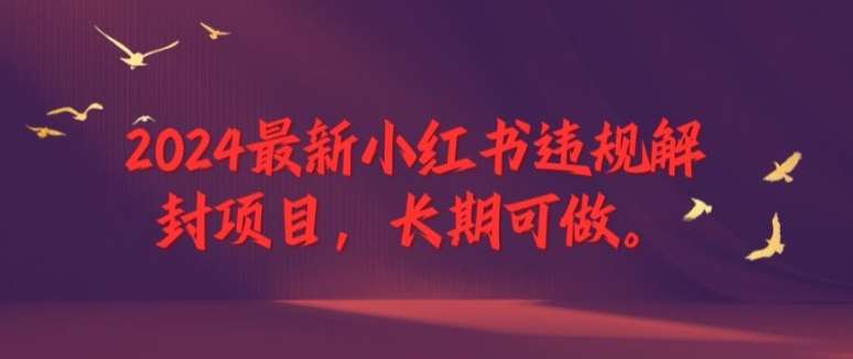 2024最新小红书违规解封项目，长期可做，一个可以做到退休的项目【揭秘】-靠谱项目库