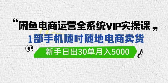 闲鱼电商运营全系统VIP实战课,1部手机随时随地卖货,新手日出30单月入5000-靠谱项目库