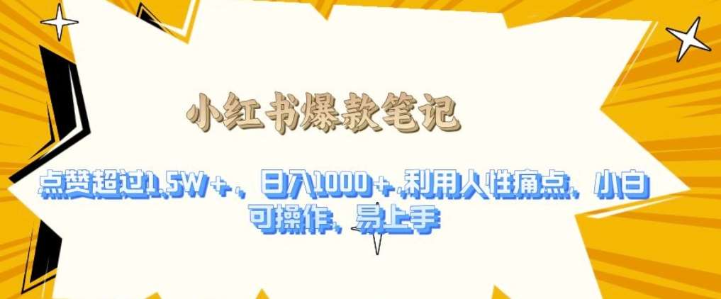 利用人性的痛点，打造爆款笔记，获得点赞超过1.5W+，日入1k【揭秘】-靠谱项目库