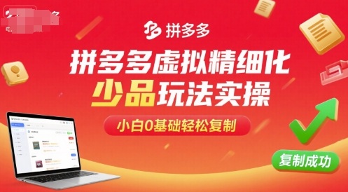 拼多多虚拟精细化少品玩法实操,小白0基础轻松复制-靠谱项目库
