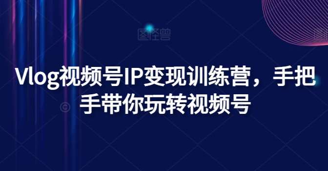 Vlog视频号IP变现训练营，手把手带你玩转视频号-靠谱项目库