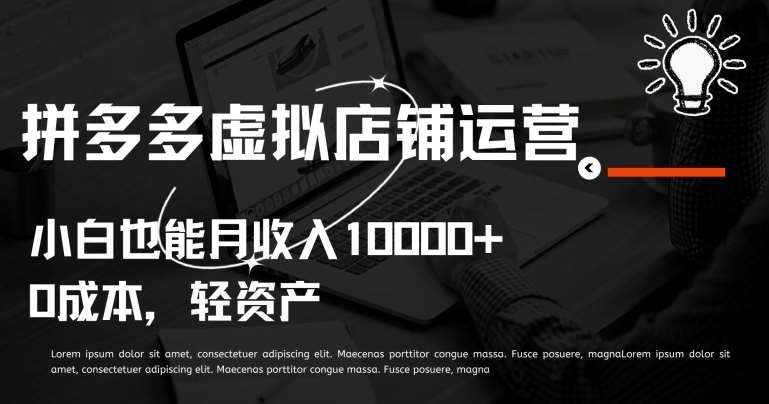 拼多多虚拟店铺运营小白也能月收入10000+【揭秘】-靠谱项目库