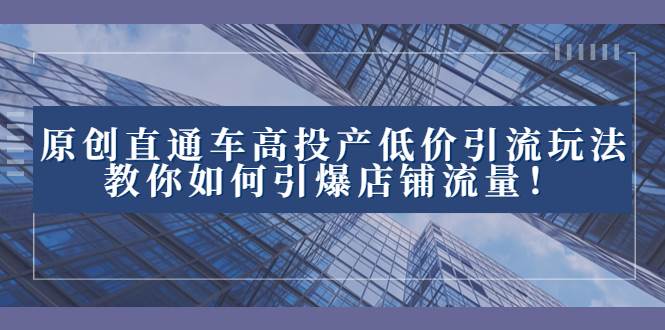 2023直通车高投产低价引流玩法,教你如何引爆店铺流量!-靠谱项目库