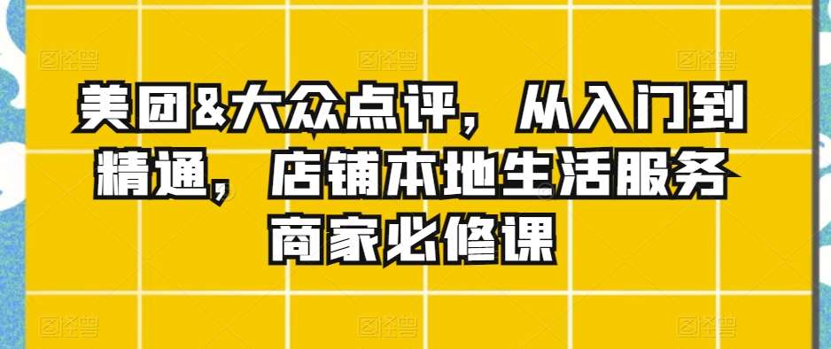 美团&大众点评，从入门到精通，店铺本地生活服务商家必修课-靠谱项目库