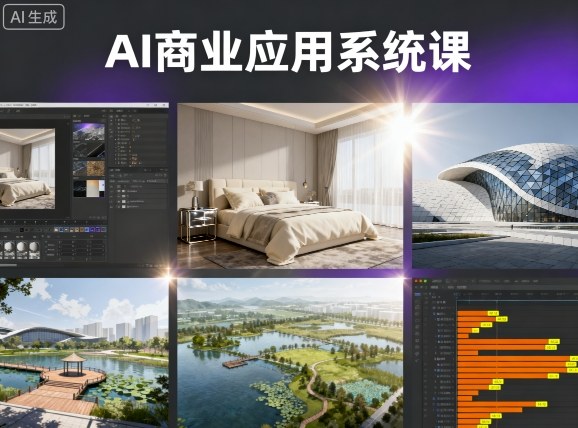 AI商业应用系统课，室内-软装-建筑-景观，智能设计+效果图+动画画实战-靠谱项目库