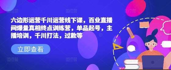 六边形运营千川运营线下课，百业直播间爆量真相终点训练营，单品起号，主播培训，千川打法，过款等-靠谱项目库