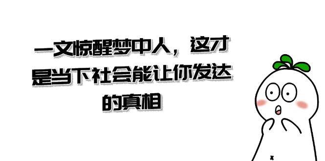 (8480期)某公众号付费文章《一文 惊醒梦中人,这才是当下社会能让你发达的真相》-靠谱项目库
