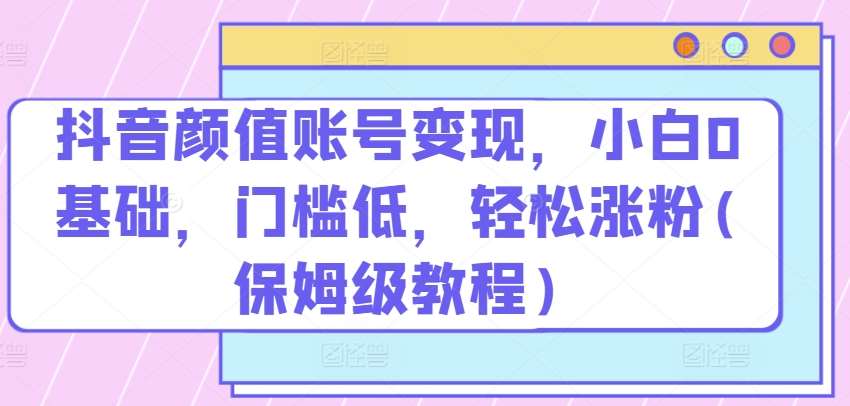 抖音颜值账号变现，小白0基础，门槛低，​轻松涨粉(保姆级教程)【揭秘】-靠谱项目库