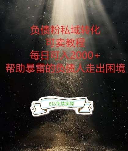 负债粉掘金计划，帮助负债者解决问题，债务规划，债务重组，最好的变现方式【揭秘】-靠谱项目库