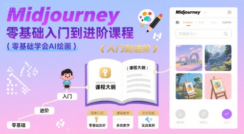 midjourney零基础入门到进阶课程，零基础学会AI绘画-靠谱项目库