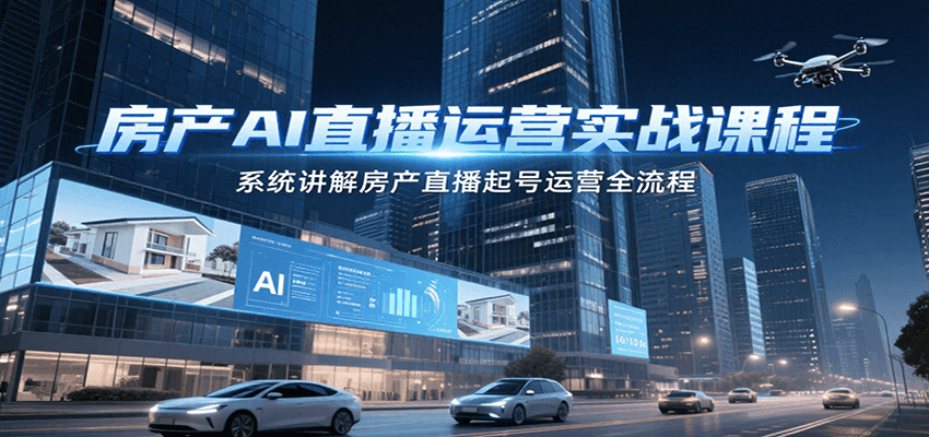 房产AI直播运营实战课程,系统讲解房产直播起号运营全流程-靠谱项目库