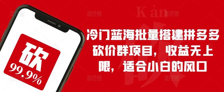 冷门蓝海批量搭建拼多多砍价群项目，收益无上限，适合小白的风口【揭秘】-靠谱项目库