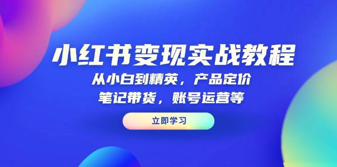 （13923期）小红书变现实战教程：从小白到精英，产品定价，笔记带货，账号运营等-靠谱项目库