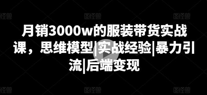月销3000w的服装带货实战课，思维模型|实战经验|暴力引流|后端变现-靠谱项目库