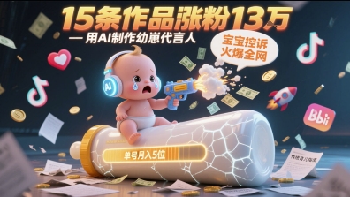 用AI制作幼崽代言人,宝宝的控诉火爆全网,15条作品涨粉13W,单号月入5位数实操教程-靠谱项目库