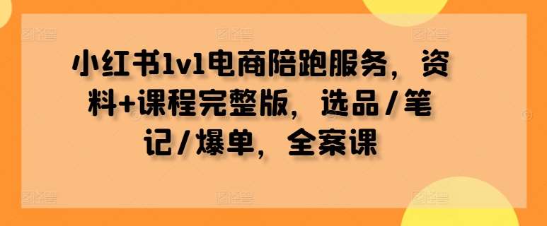 小红书1v1电商陪跑服务，资料+课程完整版，选品/笔记/爆单，全案课-靠谱项目库