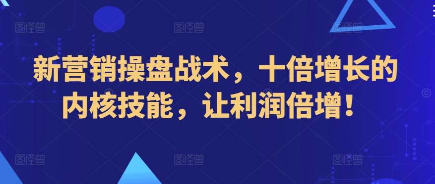 新营销操盘战术，十倍增长的内核技能，让利润倍增！-靠谱项目库