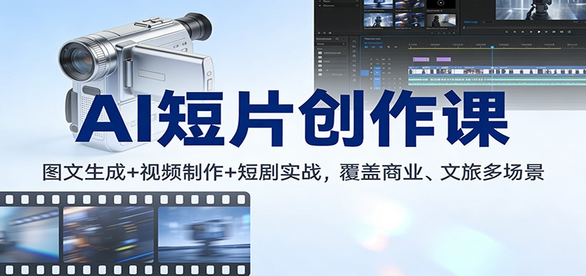 AI短片创作课：图文生成+ 视频制作+短剧实战，覆盖商业、 文旅多场景-靠谱项目库