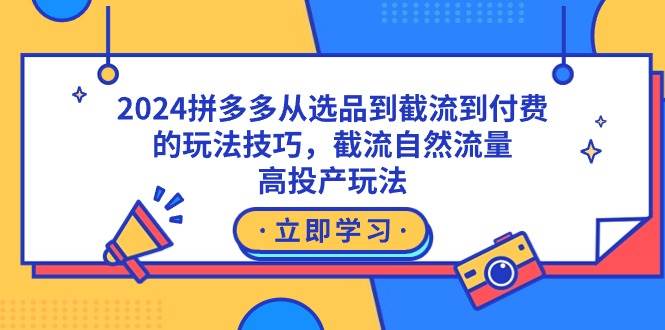 2024拼多多从选品到截流到付费的玩法技巧,截流自然流量玩法,高投产玩法-靠谱项目库