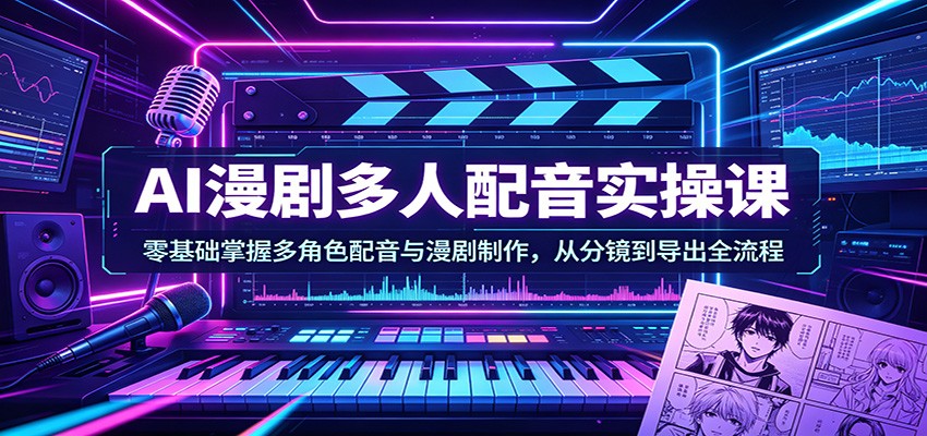 AI漫剧多人配音实操课：零基础掌握多角色配音与漫剧制作，从分镜到导出全流程-靠谱项目库