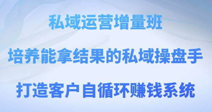 私域运营增量班,培养能拿结果的私域操盘手,打造客户自循环赚钱系统-靠谱项目库
