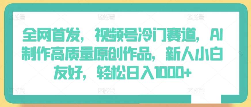 全网首发，视频号冷门赛道，AI制作高质量原创作品，新人小白友好，轻松日入1000+【揭秘】-靠谱项目库