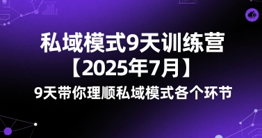 私域模式9天训练营【2025年7月】​9天带你理顺私域模式各个环节-靠谱项目库