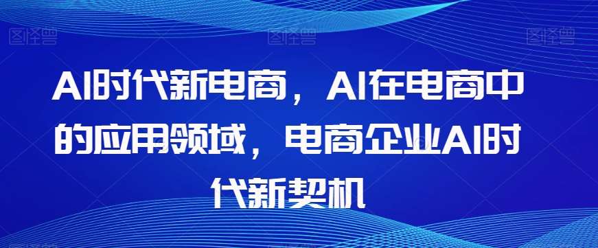 Al时代新电商，Al在电商中的应用领域，电商企业AI时代新契机-靠谱项目库