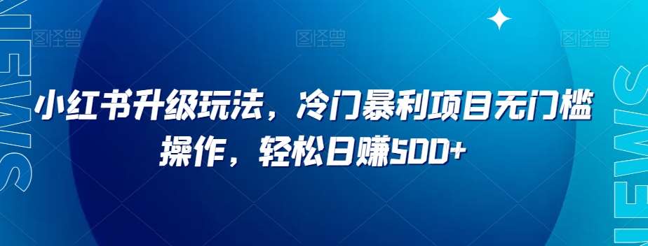 小红书升级玩法,冷门暴利项目无门槛操作,轻松日赚500+【揭秘】-靠谱项目库