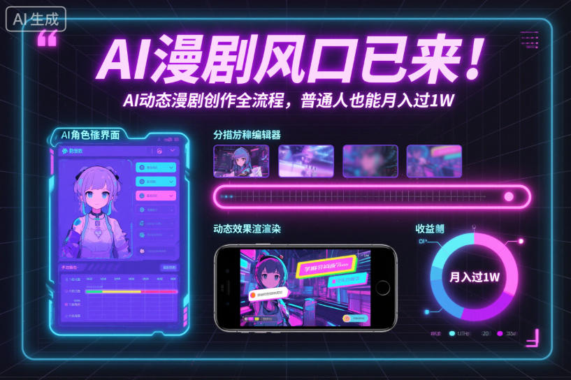 AI漫剧风口已来!AI动态漫剧创作全流程,普通人也能月入过1W-靠谱项目库