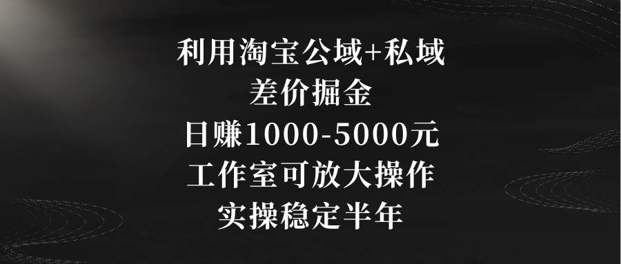 利用淘宝公域+私域差价掘金，日赚1000-5000元，工作室可放大操作，实操…-靠谱项目库