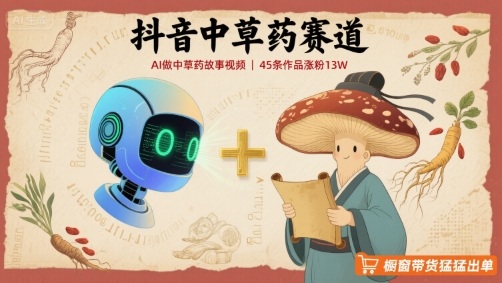 抖音中草药赛道，用AI做中草药故事视频，45条作品涨粉13W，橱窗带货猛猛出单-靠谱项目库