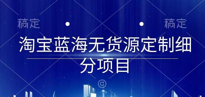 淘宝蓝海无货源定制细分项目，从0到起店实操全流程【揭秘】-靠谱项目库