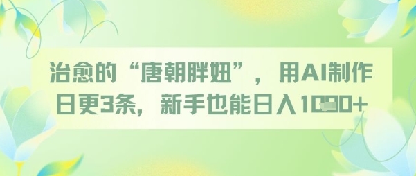 治愈的“唐朝胖妞”,用AI制作日更3条,新手也能日入多张-靠谱项目库