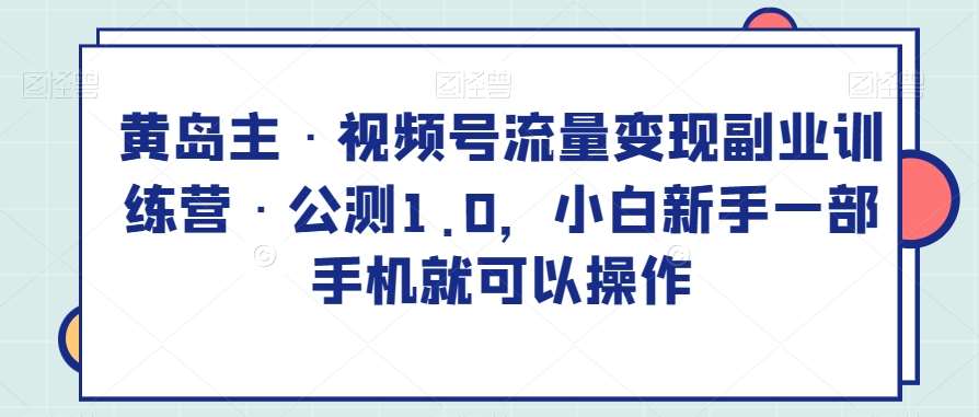 黄岛主·视频号流量变现副业训练营·公测1.0，小白新手一部手机就可以操作-靠谱项目库
