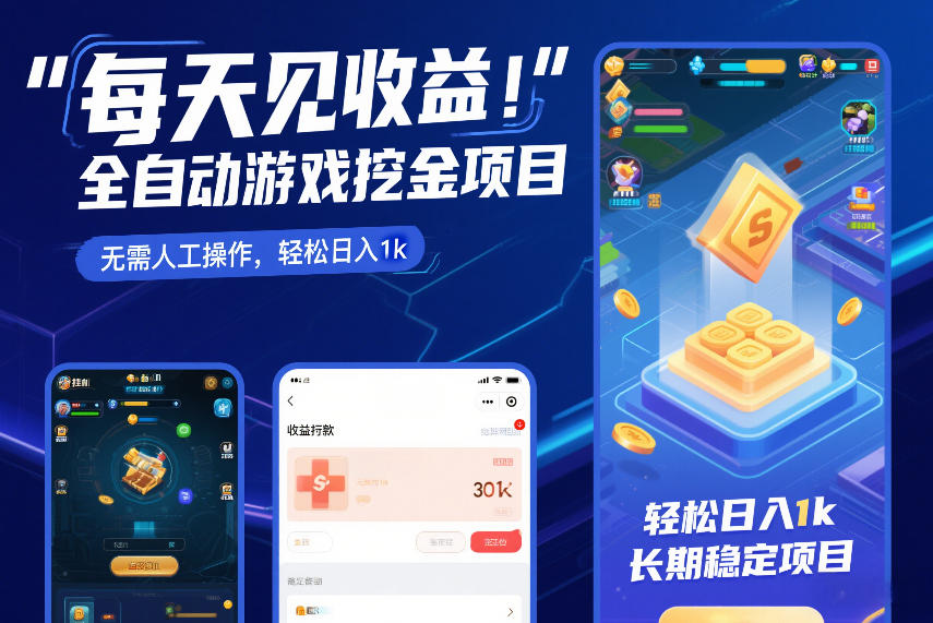 每天见收益，全自动游戏挖金项目，无需人工操作，轻松日入1k，长期稳定项目【揭秘】-靠谱项目库