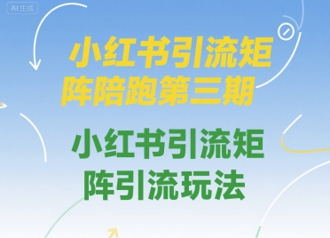 小红书引流矩阵陪跑第三期，小红书引流矩阵引流玩法-靠谱项目库