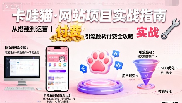 卡哇猫·网站项目，网站搭建与运营以及引流跳转付费-靠谱项目库