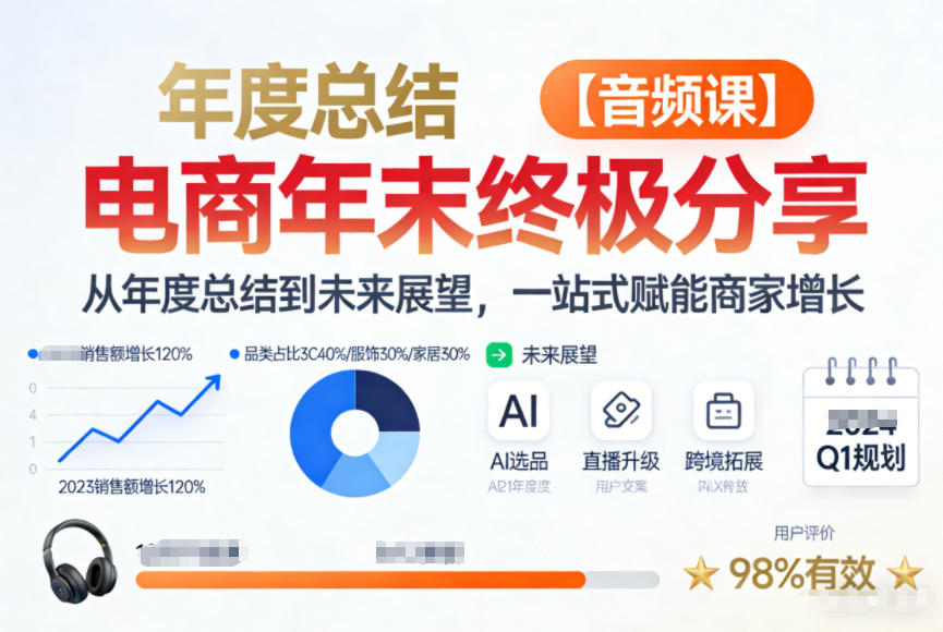 电商年未终极分享，从年度总结到未来展望，一站式赋能商家增长【音频课】-靠谱项目库