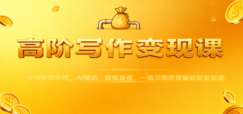 高阶写作变现课：IPO创作系统，AI辅助，数据复盘，一篇文章搭建睡后财富管道-靠谱项目库
