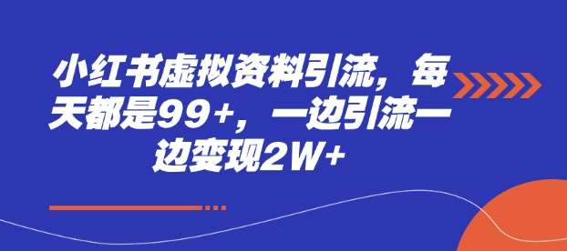 小红书虚拟资料引流，每天都是99+，一边引流一边变现2W+-靠谱项目库