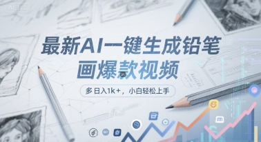 最新AI一键生成铅笔画爆款视频，多平台分发，日 入1k+，小白轻松上手【揭秘】-靠谱项目库