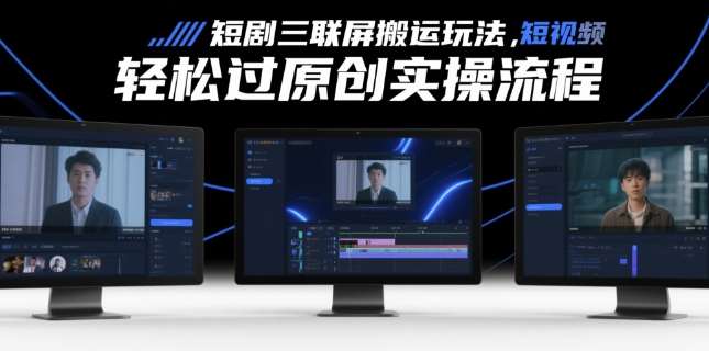 短剧三联屏搬运玩法，短剧搬运轻松过原创实操流程-靠谱项目库