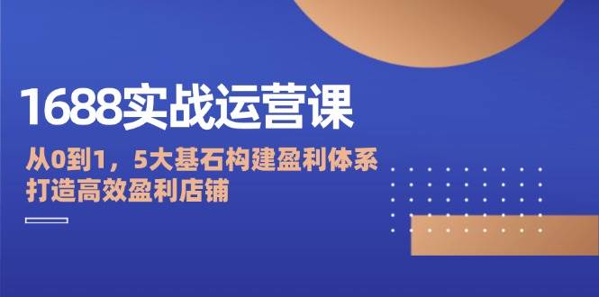 （12482期）1688实战运营课：从0到1，5大基石构建盈利体系，打造高效盈利店铺-靠谱项目库